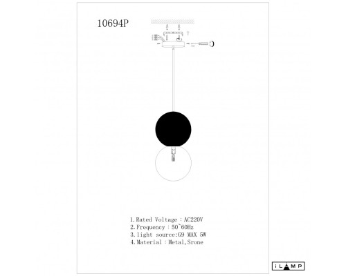 Подвесной светильник iLamp FOXTROT 10694P/1-D100 BLACK&WHITE