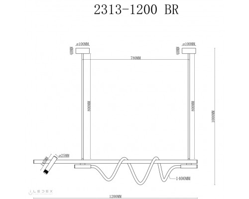 Светильник подвесной iLedex Cross 2313-1200 BR