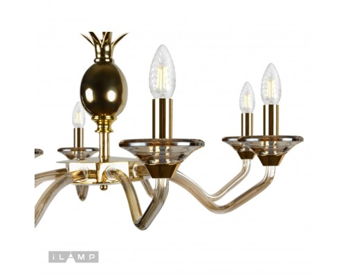 Подвесная люстра iLamp Flo YT2049-8 Золото+Коньяк