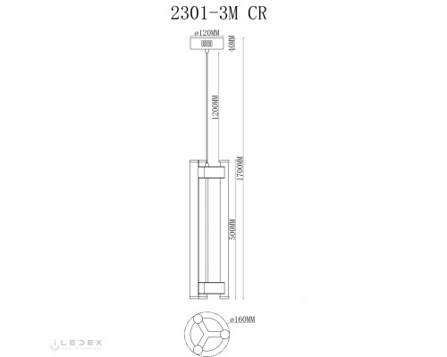 Светильник подвесной iLedex Rocks 2301-3M CR