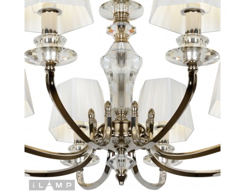 Подвесная люстра iLamp Holywood P9399-8 Никель+белый