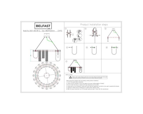 Подвесная люстра Belfast Severn 6601-800 BR CL Латунь / Стекло