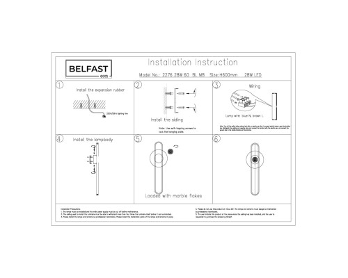 Настенный светильник Belfast Ravenhill 2276 28W 60 BL MB Черный / Камень
