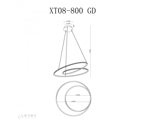 Светильник подвесной iLedex Axis XT08-D800 GD