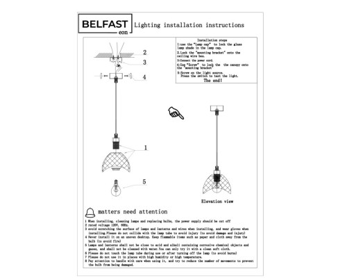Подвесной светильник Belfast Millfield D33331-1 GL CL Прозрачный