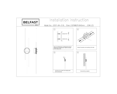 Светильник настенный Belfast Medway 2257-94-3 BL Черный