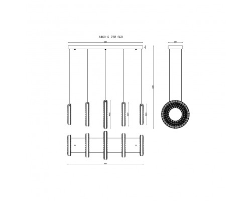 Светильник подвесной iLEDEX Crystal ice 4460-5 72W TGD