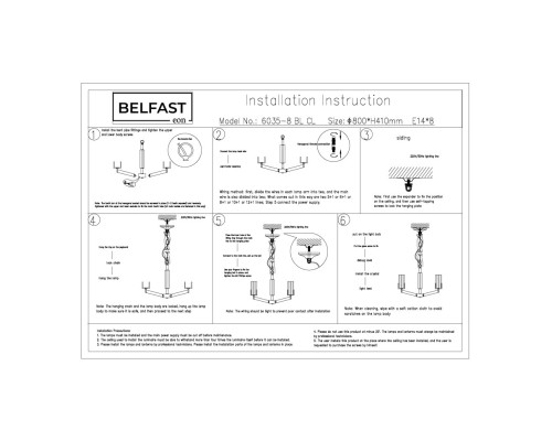 Подвесная люстра Belfast Malone 6035-8 BL CL Черный / Стекло