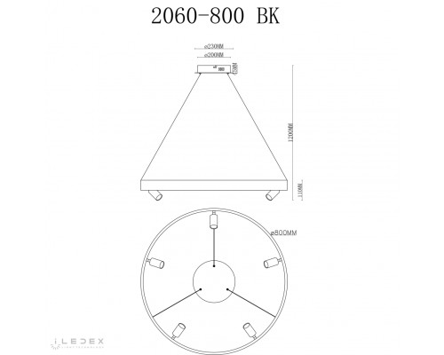 Светильник подвесной iLedex Vision 2060-D800 BK