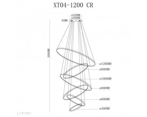 Светильник подвесной iLedex Axis XT04-D1200 CR