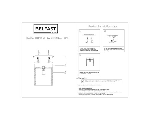 Потолочный светильник Belfast Ravenhill 3333F BR MB Латунь / Камень