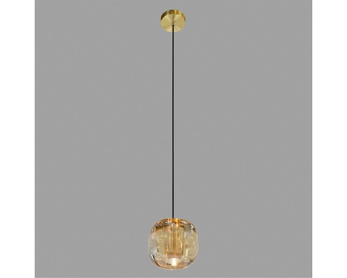 Подвесной светильник Belfast Pansy 6214-1 BR CA Латунь / Стекло / Янтарный