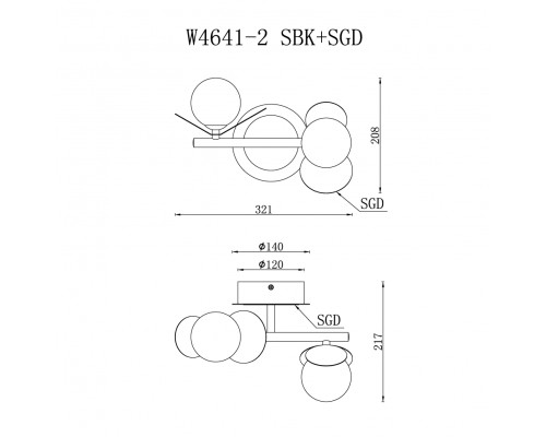 Светильник настенный iLEDEX Savage W4641-2 MBK+SGD