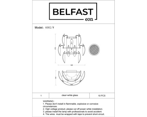 Настенный светильник Belfast Dublin 6002 / W CH WH Хром / Белый