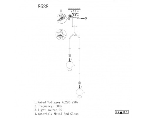 Подвесной светильник iLamp NORTH 8628P/2 BLACK&WHITE