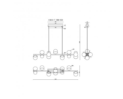 Светильник подвесной iLEDEX Savage C4644-7 MBK+SGD