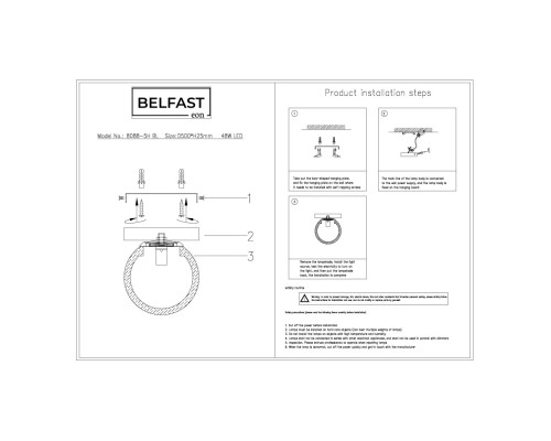 Потолочный светильник Belfast Ravenhill 3333Y BR MB Латунь / Камень