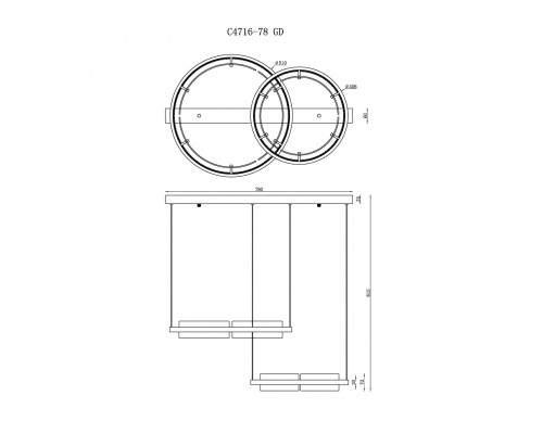 Светильник подвесной iLEDEX Meridian C4716-78 GD