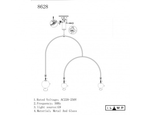 Подвесной светильник iLamp NORTH 8628P/3 BLACK&WHITE