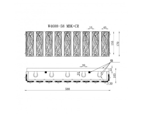 Светильник настенный iLAMP Panorama W4688-58 MBK+CR