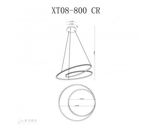 Светильник подвесной iLedex Axis XT08-D800 CR