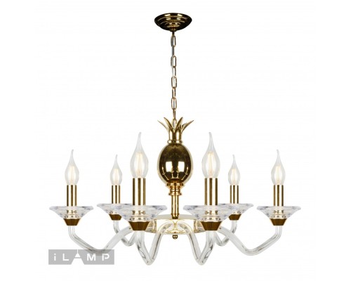 Подвесная люстра iLamp Flo YT2049-8 Золото+прозрачная