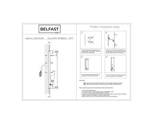 Настенный светильник Belfast Ravenhill 3230 BR MB Латунь / Камень