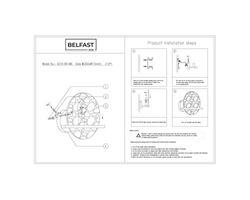 Настенный светильник Belfast Ravenhill 3219 BR MB Латунь / Камень