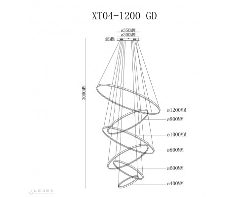 Светильник подвесной iLedex Axis XT04-D1200 GD
