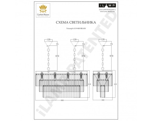 Подвесная люстра iLamp Triumph 6119-800 BRASS