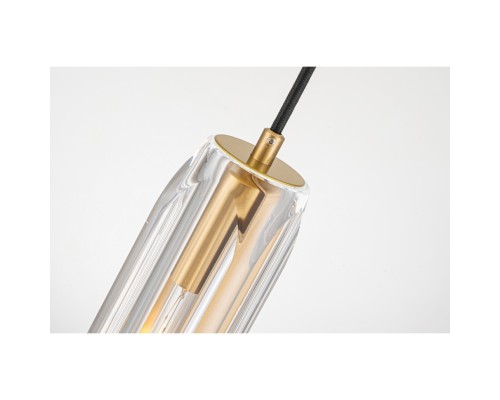 Светильник подвесной Belfast Gibson 6133-1 BR CL Латунь / Стекло / Прозрачный