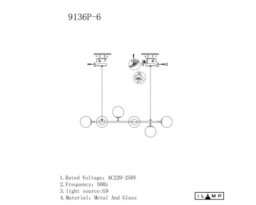 Подвесной светильник iLamp GOLDEN 9136P/6 GOLD&WHITE