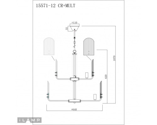 Светильник подвесной iLamp Dolce 15571-12 CR+MULT