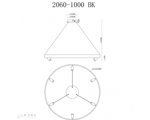 Светильник подвесной iLedex Vision 2060-D1000 BK
