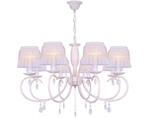 Люстра подвесная CAMILLA TL1135-8H Toplight, E14, 8x40W, белая патина, золотой