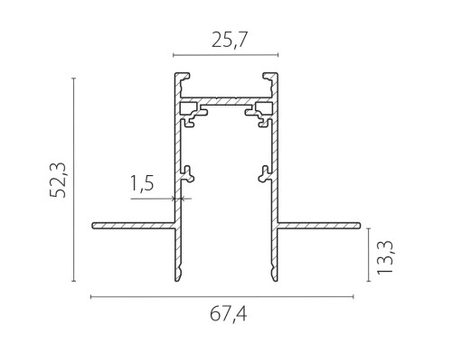 Трек 4-контактный встраиваемый со стыковочным пазом 48V 2м (Заглушки и декоративный экран в комплекте) Uno Pro Lightstar 509227P