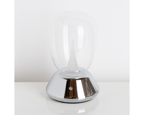 Настольная лампа диммируемая 10W 3000K прозрачный/хром Uovo III Lightstar 807904