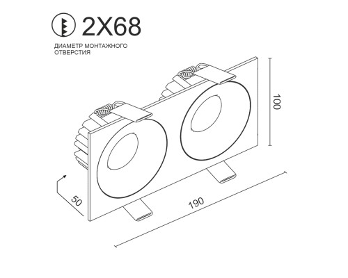 Встраиваемый светодиодный светильник Ledron LOFT SQ2 Black Wooden 4000K