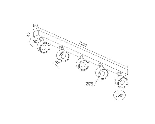 Накладной поворотный светодиодный светильник Ledron SAGITONY E5 S75 White Dim 4000K