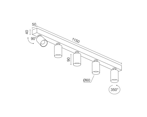 Накладной поворотный светодиодный светильник Ledron SAGITONY E5 S60 Dim Black