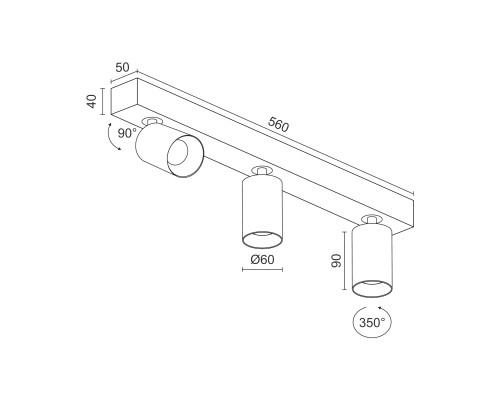 Накладной поворотный светодиодный светильник Ledron SAGITONY E3 S60 Dim Black