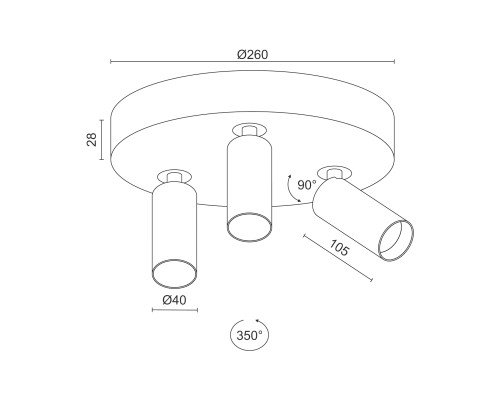 Накладной поворотный светодиодный светильник Ledron SAGITONY R3 S40 Dim White