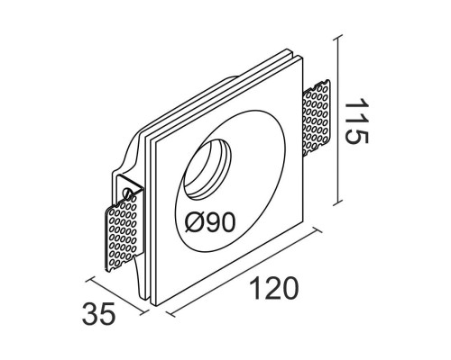 Встраиваемый гипсовый светильник под сменную лампу LUMI SQ1 115x120 D90