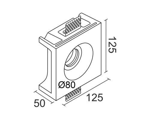 Встраиваемый гипсовый светильник под сменную лампу LUMI SQ1 125x125 D80