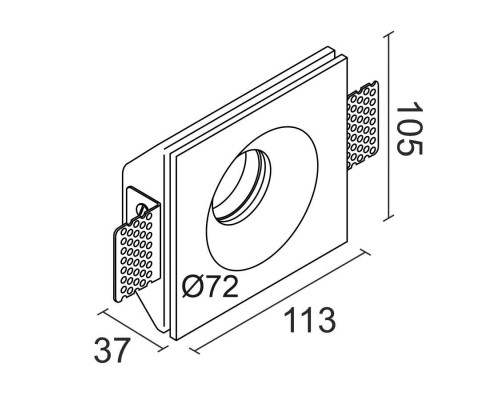 Встраиваемый гипсовый светильник под сменную лампу LUMI SQ1 105x113 D72