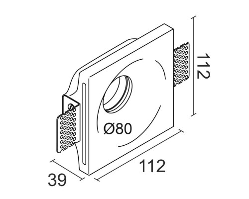 Встраиваемый гипсовый светильник под сменную лампу LUMI SQ1 112x112 D80