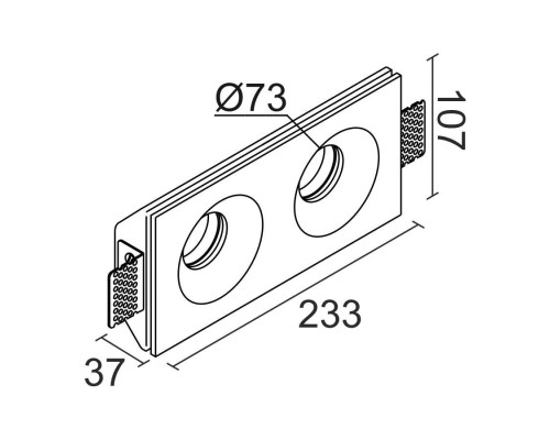 Встраиваемый гипсовый светильник под сменную лампу LUMI SQ2 107x233 D73