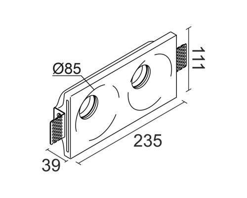 Встраиваемый гипсовый светильник под сменную лампу LUMI SQ2 111x235 D85