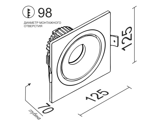 Встраиваемый светодиодный светильник LH10 SQ Black-White 4000K