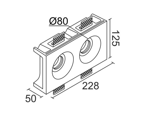 Встраиваемый гипсовый светильник под сменную лампу LUMI SQ2 125x228 D80